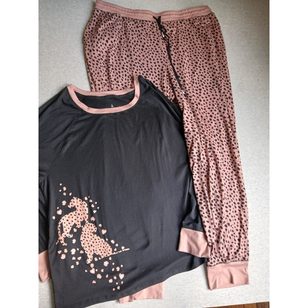 Cuddl Duds Pajama Set XL Womens Jersey Stretch Comfort Lounge Sleep Animal Print